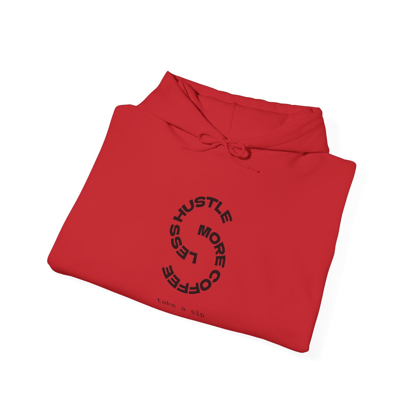 Hoodie — "Hustle More, Coffee Less" Minimal Circle Graphic Hooded Sweatshirt