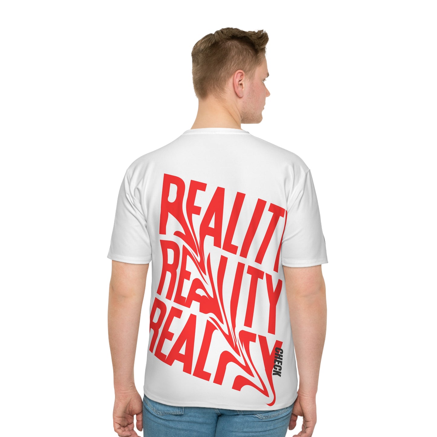 Reality Repeat Graphic T-Shirt — Bold Red All-Over Print