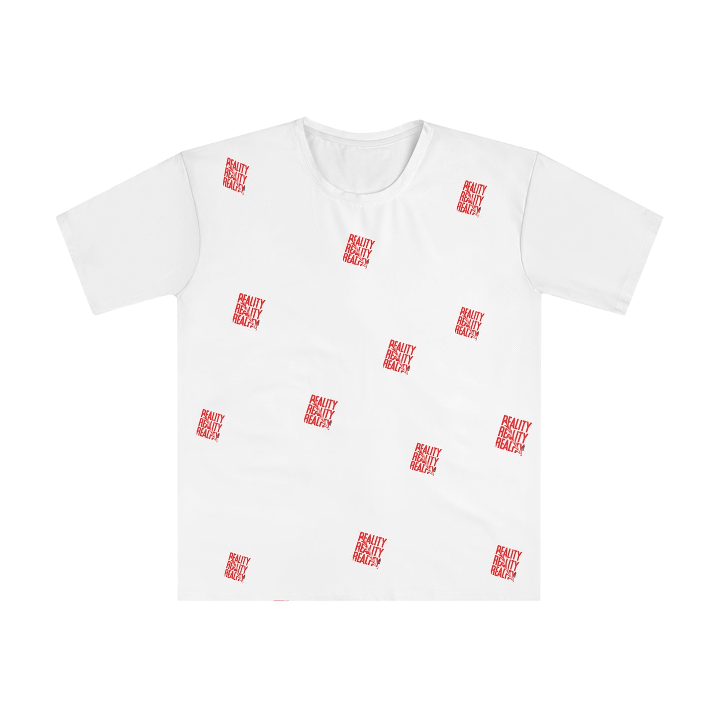 Reality Repeat Graphic T-Shirt — Bold Red All-Over Print