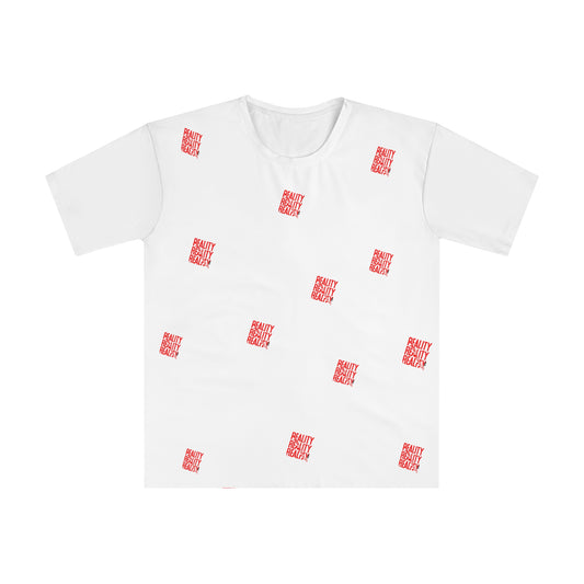 Reality Repeat Graphic T-Shirt — Bold Red All-Over Print