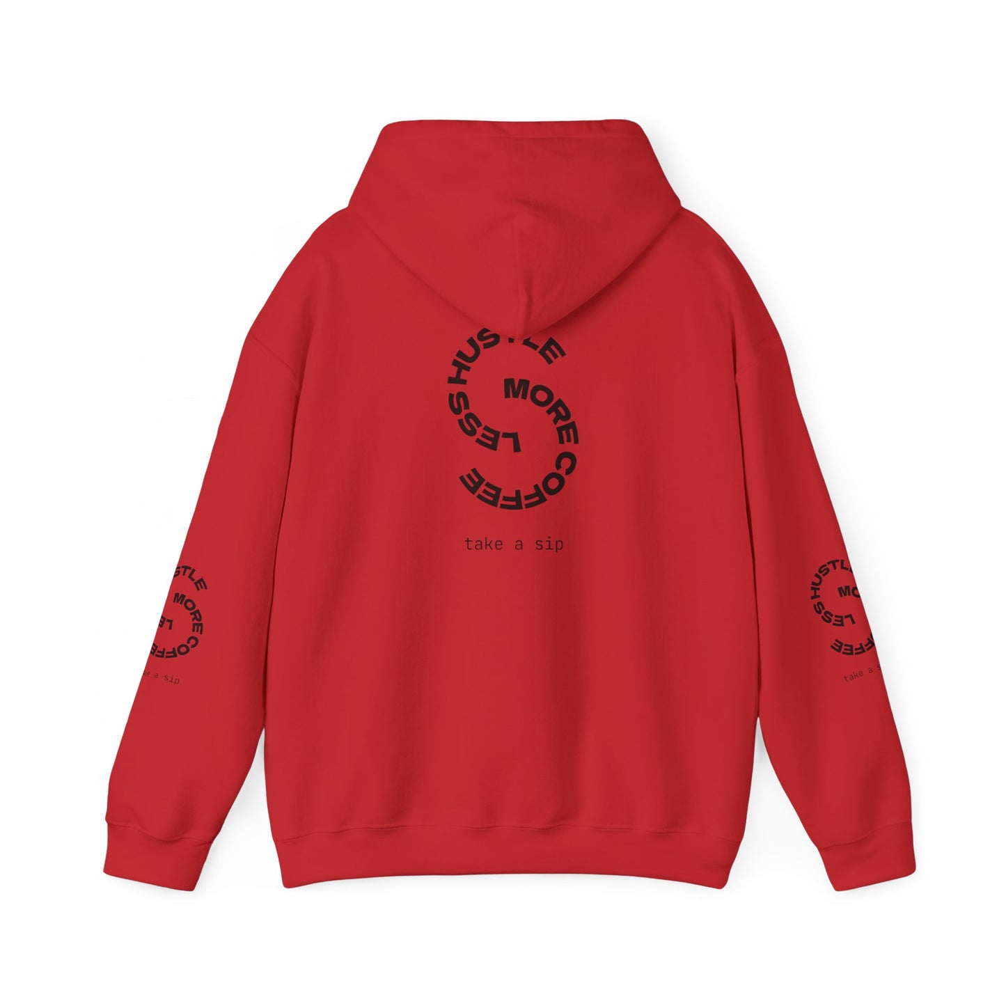 Hoodie — "Hustle More, Coffee Less" Minimal Circle Graphic Hooded Sweatshirt